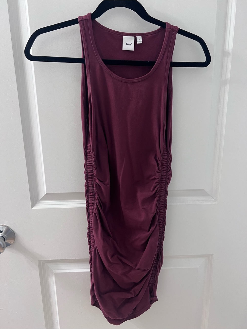 Aritzia TNA Burgundy Ruched Sleeveless Tank Dress